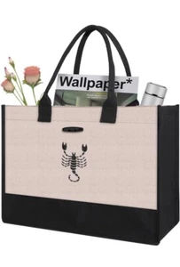 Reusable Personalized Canvas Tote Bag with Handles Gift Jute Women Handbags, Bri - Picture 1 of 4
