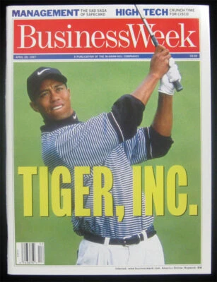 VERY RARE 1st Tiger Woods Cover of Business Week Magazine 1997 PGA Golf - SHARP! - Image 1 of 2