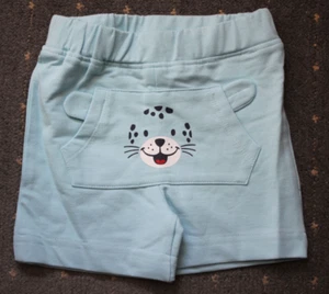 NEU Hose kurz / Sweat-Shorts blau Aufdruck Gr 80/86 "bonprix" - Bild 1 von 1