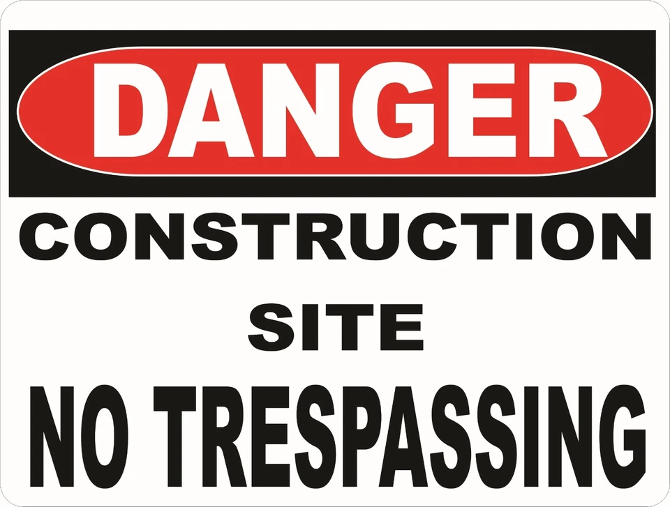 SIGNS BY SALA GRAPHICS Danger Construction Site No Trespassing Sign. Size Options.