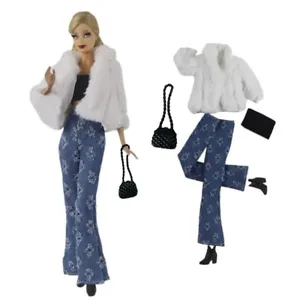 White Fur Fashion Outfits for 11.5" Doll Clothes Set 1/6 Dolls Accessories Toy - Picture 1 of 3
