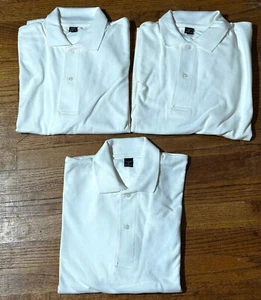 Set of 3 Polo Shirts Men's 2X-Large Casual Dress White USA Made 100% Cotton - Picture 1 of 4