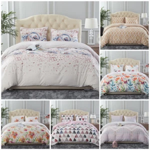 3 Piece Printed Duvet Cover Set Quilt Bed Cover Bedding Set Queen/King - Picture 1 of 34