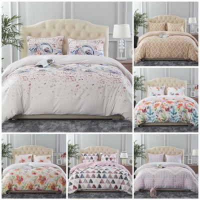 3 Piece Printed Duvet Cover Set Quilt Bed Cover Bedding Set Queen/King - Image 1 of 4