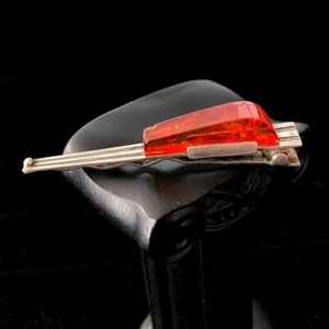European Rare Antique Baltic Amber 875 Silver Tie Clip, Hallmarked '875' - Picture 1 of 5