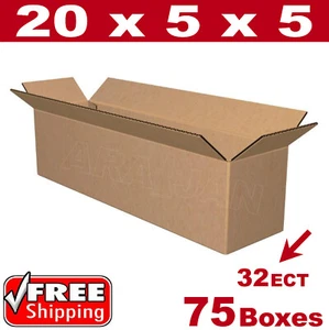 75 - 20x5x5 Cardboard Boxes Mailing Packing Shipping Box Corrugated Carton - Picture 1 of 1