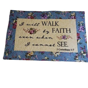 Quilted Wall Hanging Table Topper Spiritual Scriptural Quote Easter Floral Decor - Picture 1 of 11