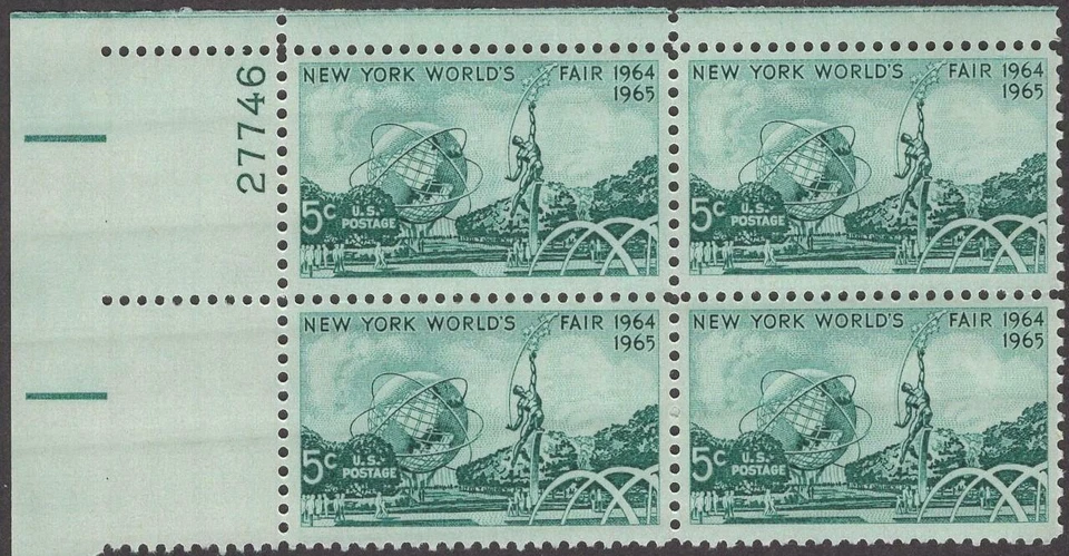 Scott # 1244 - Bloque de 4 placas de Estados Unidos - Feria Mundial de Nueva York - MNH - 1964 Foto 1 de 1