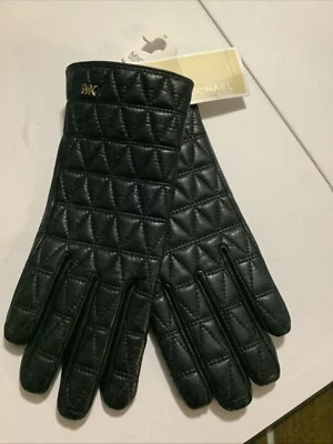 Guantes técnicos Michael Kors acolchados negros de cuero suave talla mediana $98,00 nuevos con etiquetas Foto 1 de 3