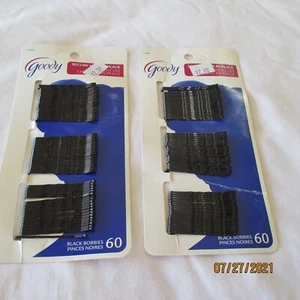 2 BUNCH of Goody BLACK Bobbies 120 Bobby PINS Secure Hair in place 2009 2" LONG - Picture 1 of 3