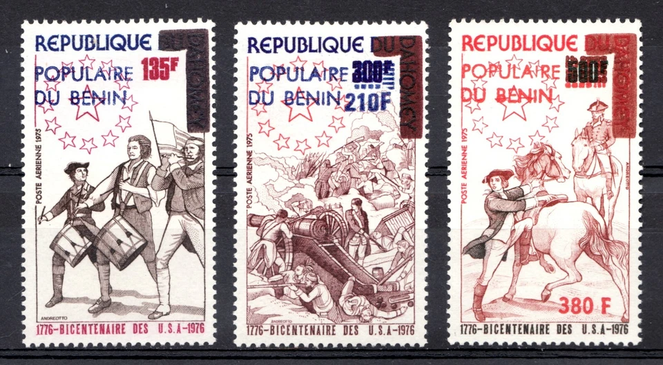 1976 Benin Sc# C247-49 - US Bicentennial, Dahomey Overprinted. MNH Cv$10.40 - Image 1 of 1