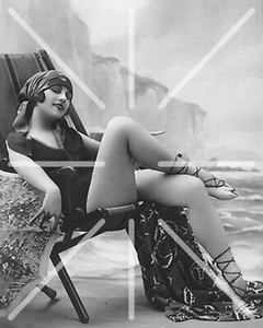 Girl Relaxing At Base of Niagara Falls Vintage 8x10 Photography Reprint - Picture 1 of 1