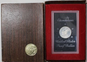 1972 S Proof Eisenhower Original Brown Box Ike Dollar 40% Silber US Münze - Cameo - Bild 1 von 6