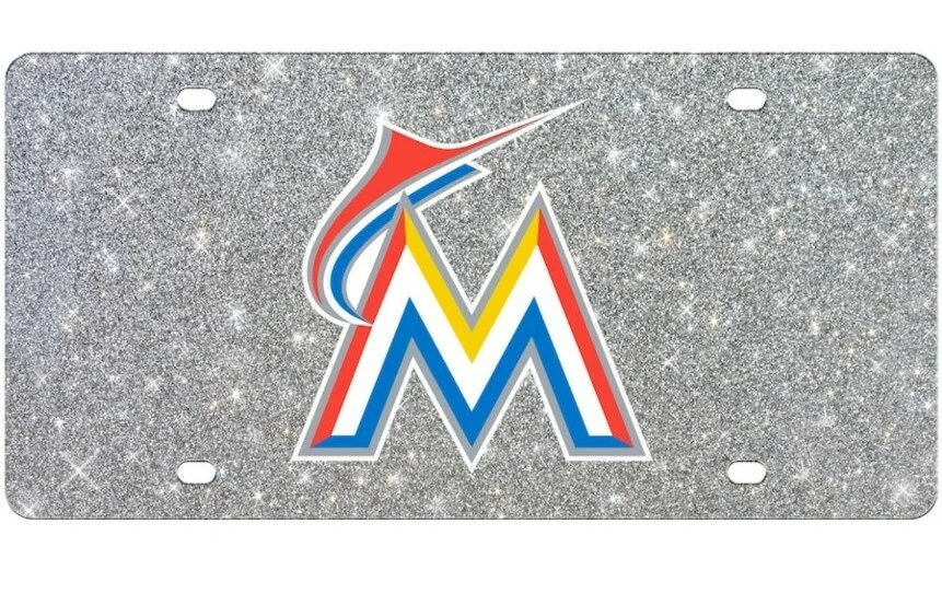 Miami Marlins WinCraft Acrylic Glitter License Plate NEW - Image 1 of 1