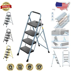 Portable Heavy Duty 4-Step Folding Ladder - Ideal for Home and Garage Tasks - Picture 1 of 11