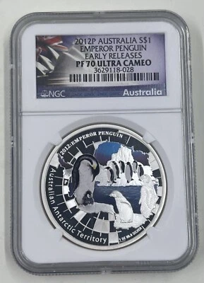 2012 Australia S$1 NGC PF70 Ultra Cameo Emperor Penguin Early Releases - Image 1 of 4
