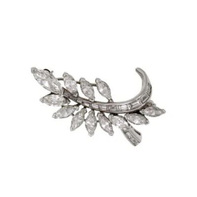 Beautiful 2.80ct Diamond Platinum Leaf Branch Small Brooch- LIQUIDATION - Image 1 of 4