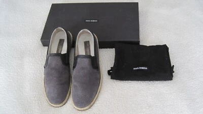 $745 Auténticas Alpargatas Dolce & Gabbana Para Hombre Gris Cuero Perforado EE. UU. 8 Foto 1 de 4