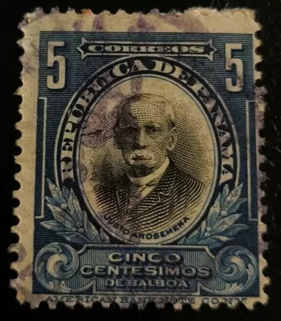 Panamá: 1909-1916 Símbolos e Personalidades do Estado 5 C. (Selo Colecionável). - Imagem 1 de 1