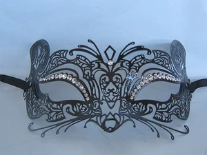 Black Fox Cat Mouse Filigree Metal Venetian Party Masquerade Mask * NEW * - Picture 1 of 1