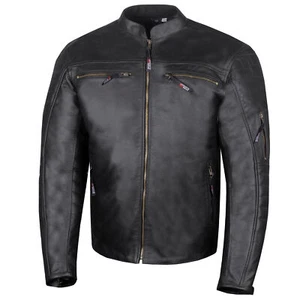 Men's REVOLT Natural Premium Buffalo Leather Motorcycle Jacket Vented Flexible - Picture 1 of 30