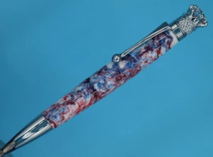 Crown Jewel Ballpoint Pen in Chrome Finish with Unique 10 Color Mineral Material - Picture 1 of 7