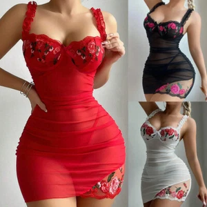 Sexy Lingerie Slimming Lace See Through Dress Sleepwear Nighty Mischievous Girl - Picture 1 of 17