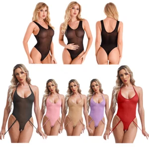 Mono para mujer sin mangas transparente sin espalda color liso sin entrepierna body - Imagen 1 de 101