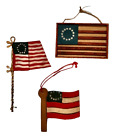 Vintage American Flag Holiday Christmas Ornaments * Three 13 Colonies Flag