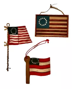 Vintage amerikanische Flagge Urlaub Weihnachten Ornamente * Drei 13 Kolonien Flagge - Bild 1 von 11