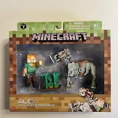 Nuevo en caja Nuevo Minecraft Alex con caballo esqueleto Jazwares serie 3 figura de acción Foto 1 de 2