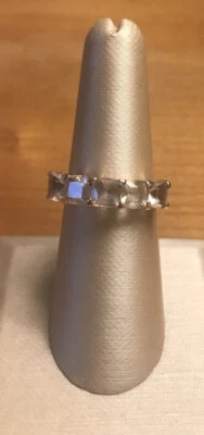 Anillo banda morganita de 2,2 quilates corte maestro superpuesto de oro rosa de 14 k plata de ley talla 7 Foto 1 de 2