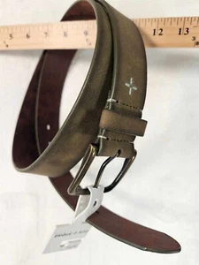Cinturón de imitación de cuero con guijarros Sun + Stone para hombre talla LG 38-40 verde oliva - Imagen 1 de 8