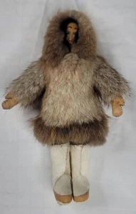 Inuit Alaskan Native American Indian Real Fur Hand-Made Carved/Sewn Eskimo Doll - Picture 1 of 15
