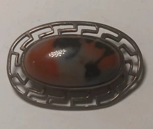 Vintage Stunning Patterned Agate in a Sterling Silver Brooch - Picture 1 of 4