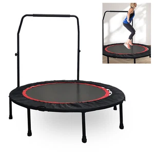 48" Fitness Foldable Mini Exercise Trampoline Rebounder with Handle Bar - Picture 1 of 15