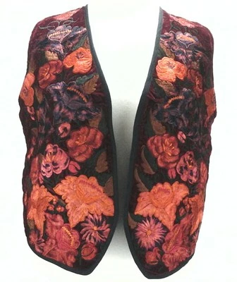 Chaleco Hecho a Mano para Mujer Hecho a Mano Bordado Flores Rojo Naranja Pequeño Foto 1 de 4