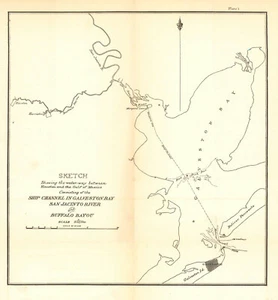Sketch of Ship Channel in Galveston Bay, San Jacinto River and Buffalo Bayou, TX - Picture 1 of 1