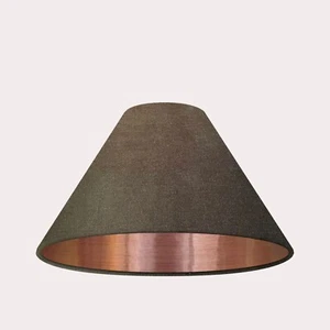 Lampenschirm olivgrün Samt gebürstet Kupfer konisch Coolie Lampenschirm - Bild 1 von 4
