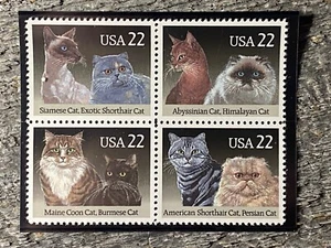 U.S. #2372-75 22¢ Cats two cats USA Stamp (Box: 1C) - Picture 1 of 1