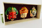 Japanese Ceramic Mask Hajime Miniature Trio Hand Painted In Original Box Vinatge