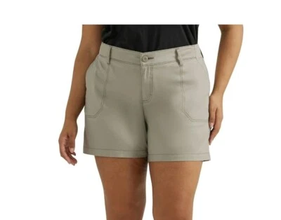 Lee Women’s Plus Utility Shorts 20W Mid Rise Stretch Pockets Khaki - NWT - Image 1 of 4
