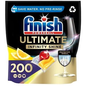 2 x 100 Finish Ultimate Infinity Shine Dishwasher Tablets Lemon Total 200 Bulk