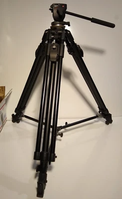 Manfrotto Tripod 351MVB2w/ 700RC2 Fluid Video Head & Half Ball Mount, Excellent - Image 1 of 4