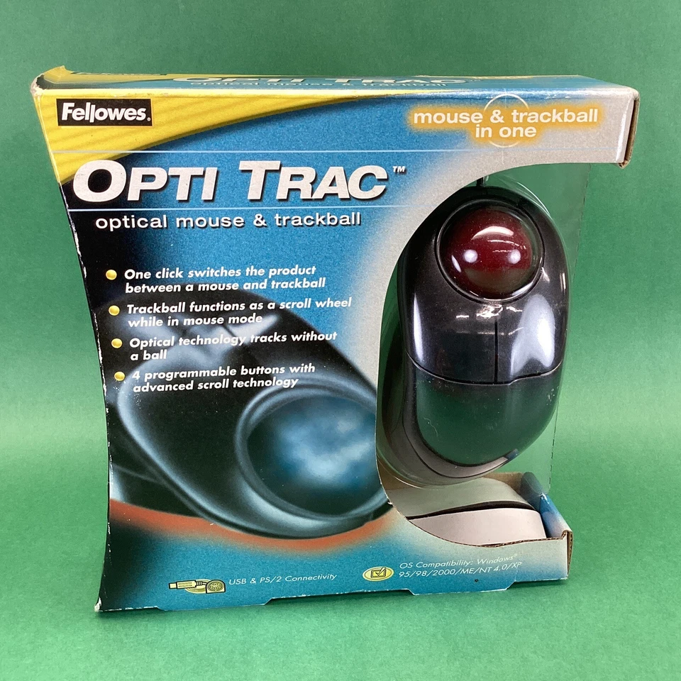 Fellowes 99934 Opti Trac Mouse 4 Programmable Buttons Track Ball  - Image 1 of 3