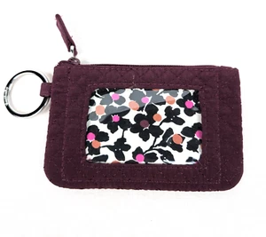 Vera Bradley Zip Mini Wallet ID Pouch Key Ring Quilted With Floral Interior - Picture 1 of 7