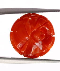 100% Natural Loose Coral Gemstone 14 mm Rose Carving For Jewelry Use 4.08 Ct - Picture 1 of 7