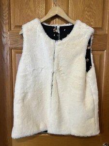 T74 Matilda Jane Reversible Snow Way Crema Negro Floral Imitación Piel Chaleco Mujer L - Imagen 1 de 3