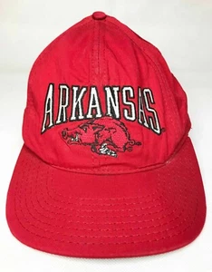 Vintage Arkansas Razorbacks NCAA Football University Snapback Cap Hat Red USA - Picture 1 of 9