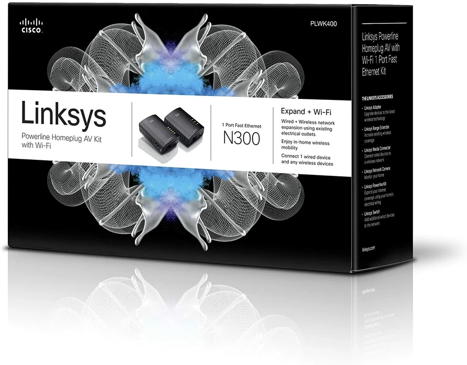 New Linksys Powerline AV Wireless Network Extender (PLWK400) N300 - Image 1 of 3